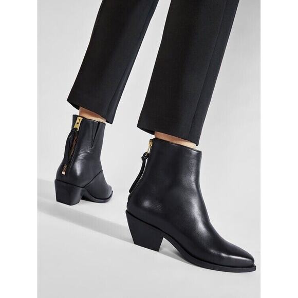 $399 - ALLSAINTS Lenora Leather Mod Bootie in Black Size 39 US 9 - Picture 2 of 6